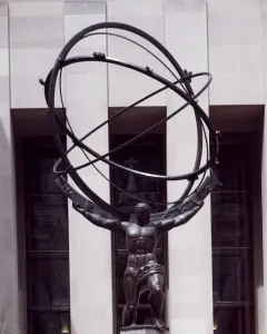 Atlas statue holding a spherical armillary sphere at Rockefeller Center