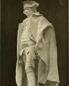 Full-length statue of Major General Friedrich Wilhelm von Steuben in a tricorn hat, cloak, and military coat on a stone base.