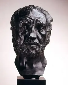Bust of Man with the Broken Nose showing an older bearded man with a flattened nose on a dark pedestal.