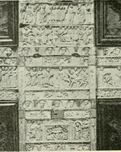Brescia Casket with dense relief carvings arranged in rows of narrative scenes and busts