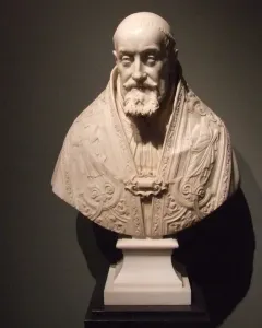 Marble bust of Pope Gregory XV in ornate ecclesiastical robes