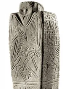 Kernosivka Idol stone pillar with carved human figure and geometric reliefs