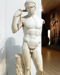 Farnese Diadumenos marble statue of a nude male athlete tying a band around his head