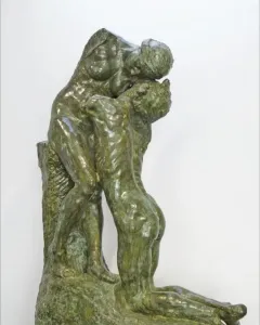 Sakuntala bronze sculpture of two nude figures in an intimate embrace