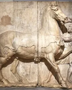 Attic funerary relief showing a horse with a groom beside its head