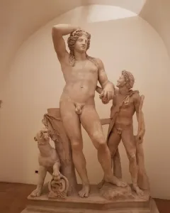 Ludovisi Dionysus with a satyr and a crouching panther holding grapes