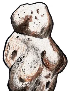 Venus of Berekhat Ram stone figurine on a display stand