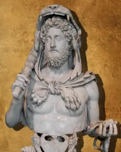 Marble bust of Commodus as Hercules with a lion skin, club, and apples