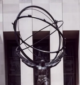 Atlas statue holding a spherical armillary sphere at Rockefeller Center