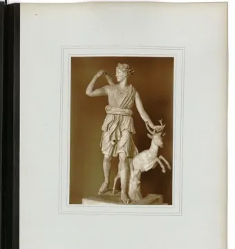 Diana of Versailles, a marble statue of a female figure reaching for an arrow beside a deer