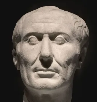 Tusculum portrait marble bust of Julius Caesar with a stern expression