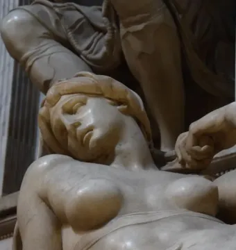 Michelangelo’s Dawn, a reclining marble female figure with tilted head and visible torso