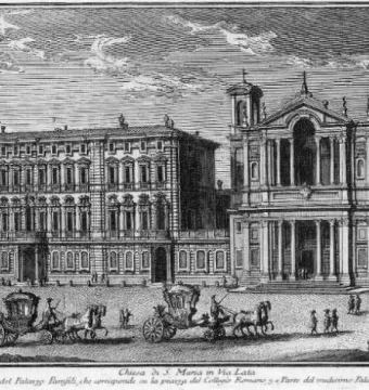 The Porter appears as a small dark detail on the ground floor of a palace facade.