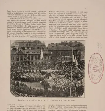 Crowd gathered around the Johan Ludvig Runeberg statue during its unveiling in a city square.