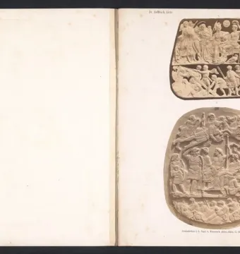 Sepia-toned reproduction of the Gemma Augustea showing an oval Roman relief with figures arranged in two registers.