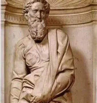 Saint Paul marble statue in a shell-carved niche, shown full length in flowing draped garments with sandals.