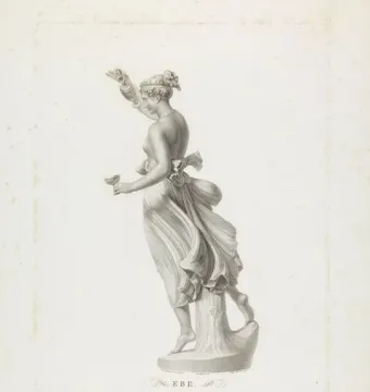 Hebe, a neoclassical female figure in flowing drapery, holding a cup and a pitcher.