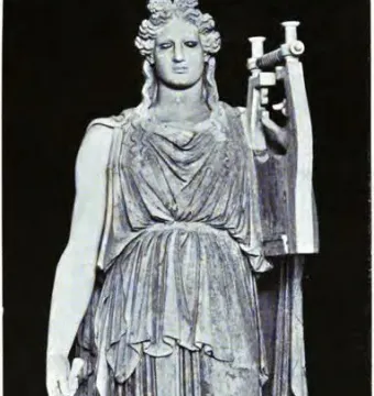 Apollo Barberini, a light-colored stone statue of a standing figure holding a lyre-like instrument and a small object.