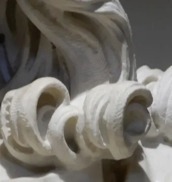 Close-up of the marble curls on Bernini\'s Bust of the Saviour.