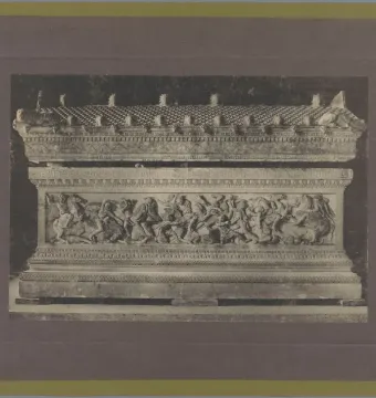 The Alexander Sarcophagus, a carved stone sarcophagus with a battle scene in relief.