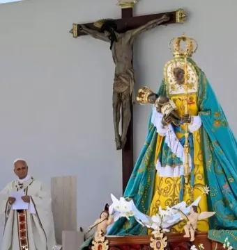 Cristo de La Laguna wooden crucifix against a light-colored wall