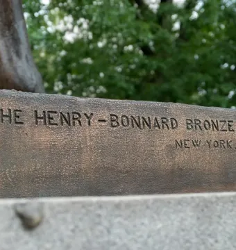 Foundry mark on the base of the Ambrose Burnside Monument reading \