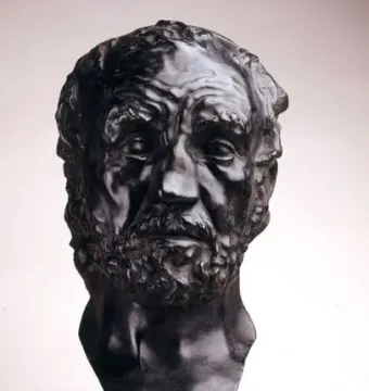 Bust of Man with the Broken Nose showing an older bearded man with a flattened nose on a dark pedestal.