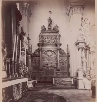 Baroque Tomb of Lew Sapieha with a standing figure, reclining effigies, and carved relief figures.