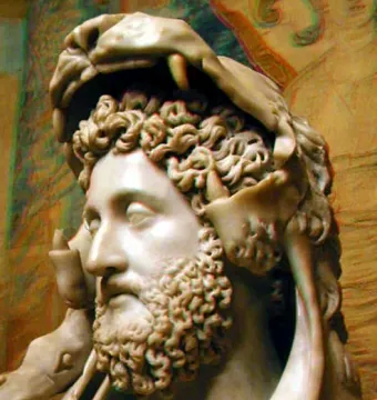 Marble bust of Commodus as Hercules with a lion-skin headdress and draped pelt.