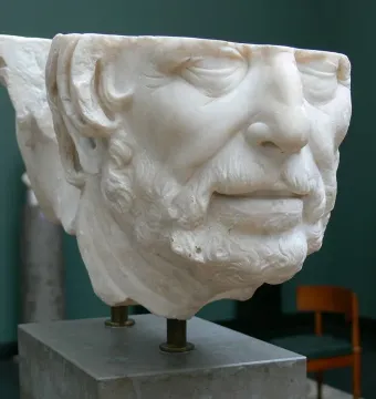 Pseudo-Seneca marble bust of a bearded man with a serious expression