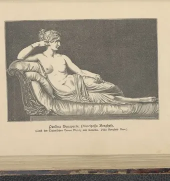 Venus Victrix reclining on an ornate chaise longue, holding an apple in her outstretched hand.