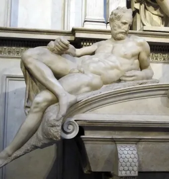 Evening, a reclining marble male figure from the Tomb of Lorenzo de\' Medici.
