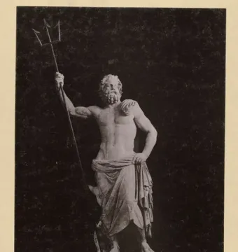 Poseidon of Melos statue of a bearded man holding a trident aloft