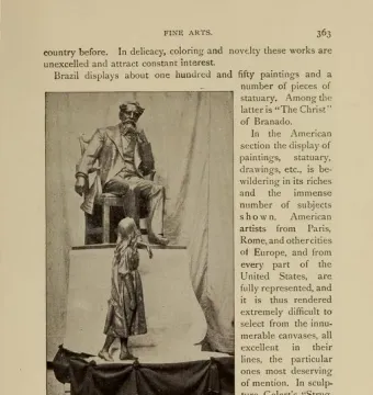 Dickens and Little Nell sculpture showing a seated man and a standing girl looking up at him.