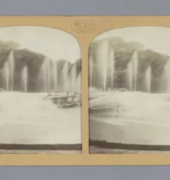 Neptune Fountain at Versailles with tall water jets rising from the basin