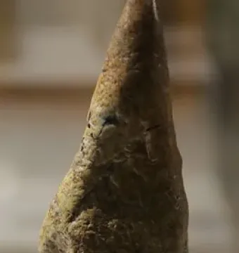 Venus of Savignano stone figurine with an elongated, rough-carved form and rounded body features.