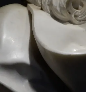 Draped marble shoulder detail from Bernini\'s Bust of the Saviour.