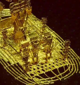 Muisca Raft with stylized figures on a golden ceremonial raft