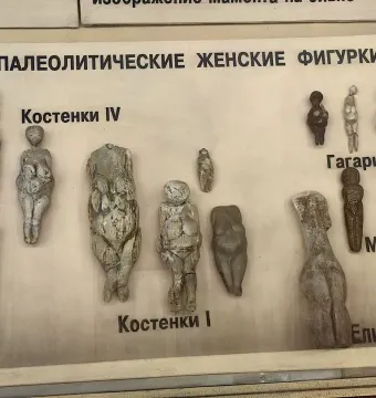 Venus of Eliseevichi, a grayish headless and legless female figurine shown from the back.