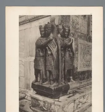 The Portrait of the Four Tetrarchs, with four dark stone figures embracing in pairs beside a carved base.