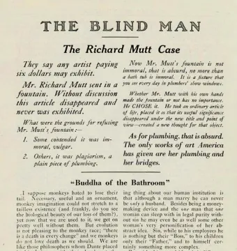 Printed page from The Blind Man featuring the article The Richard Mutt Case in multiple text columns.