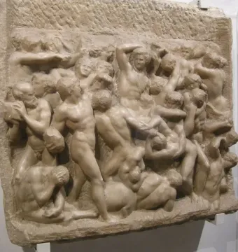 Battle of the Centaurs relief showing intertwined figures in a chaotic struggle
