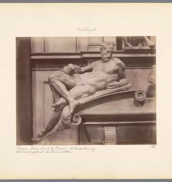 Michelangelo’s Evening, a reclining marble figure on the tomb of Lorenzo de’ Medici.
