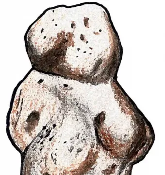 Venus of Berekhat Ram stone figurine with a rough, mottled surface