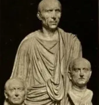 Togatus Barberini marble sculpture of a Roman senator holding two ancestral busts