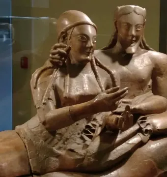Sarcophagus of the Spouses terracotta sculpture of a reclining man and woman