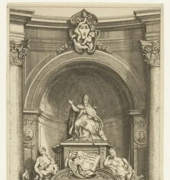 Bernini\'s Tomb of Pope Urban VIII, showing the seated pope above an ornate funerary monument with allegorical figures and a sarcophagus.