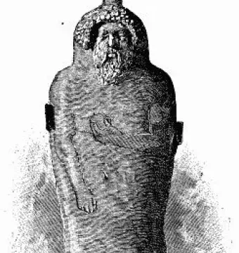 Lady of Cádiz anthropoid sarcophagus with a bearded face and ornate headdress