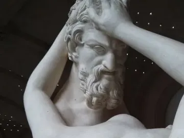 Satyre et Bacchante marble sculpture showing a bearded satyr holding a reclining woman