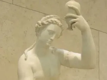 Giambologna female figure seated, holding a small vessel and touching her foot.